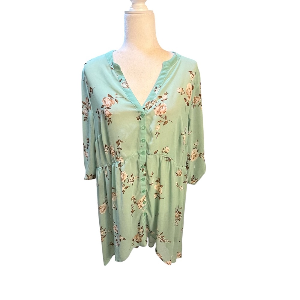 Torrid Sheer Mint Floral Tunic